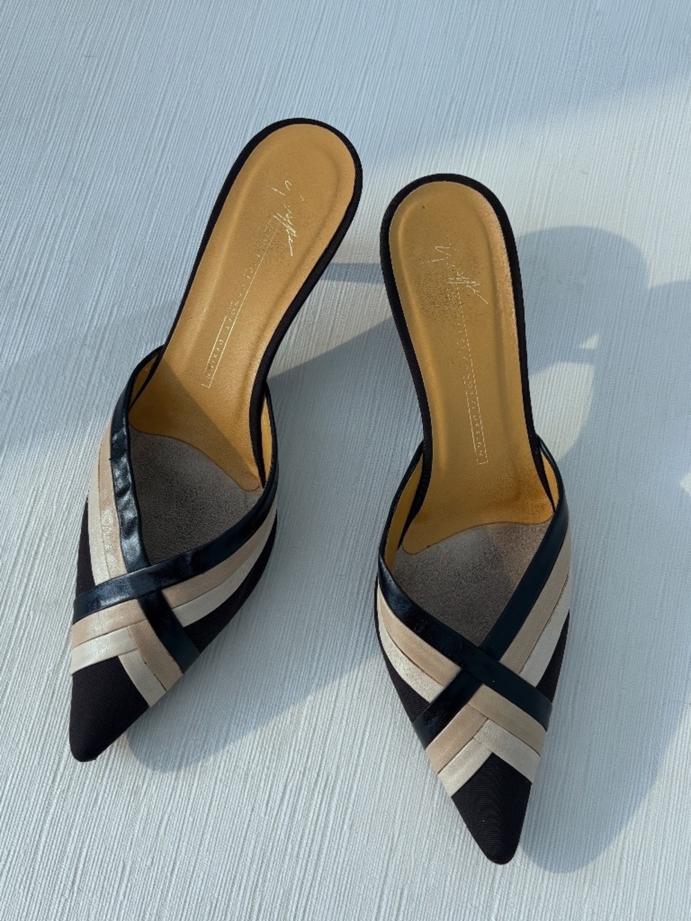 Vintage Giuseppe Zanotti Sculptural Kitten Heel Mules EU 38.5